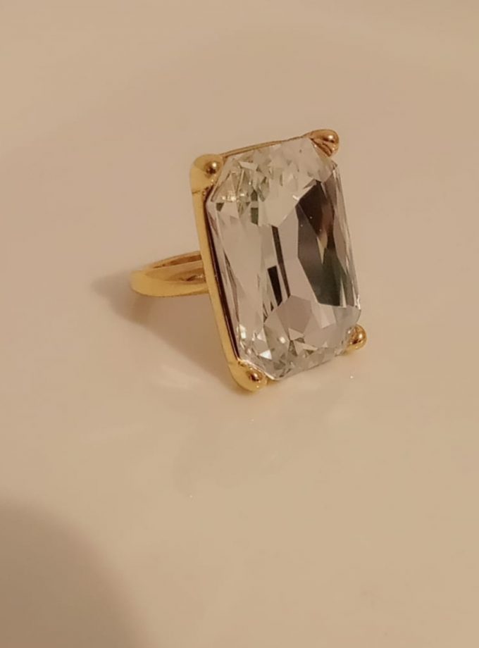 Bague avec pendentif perle en acier inoxydable