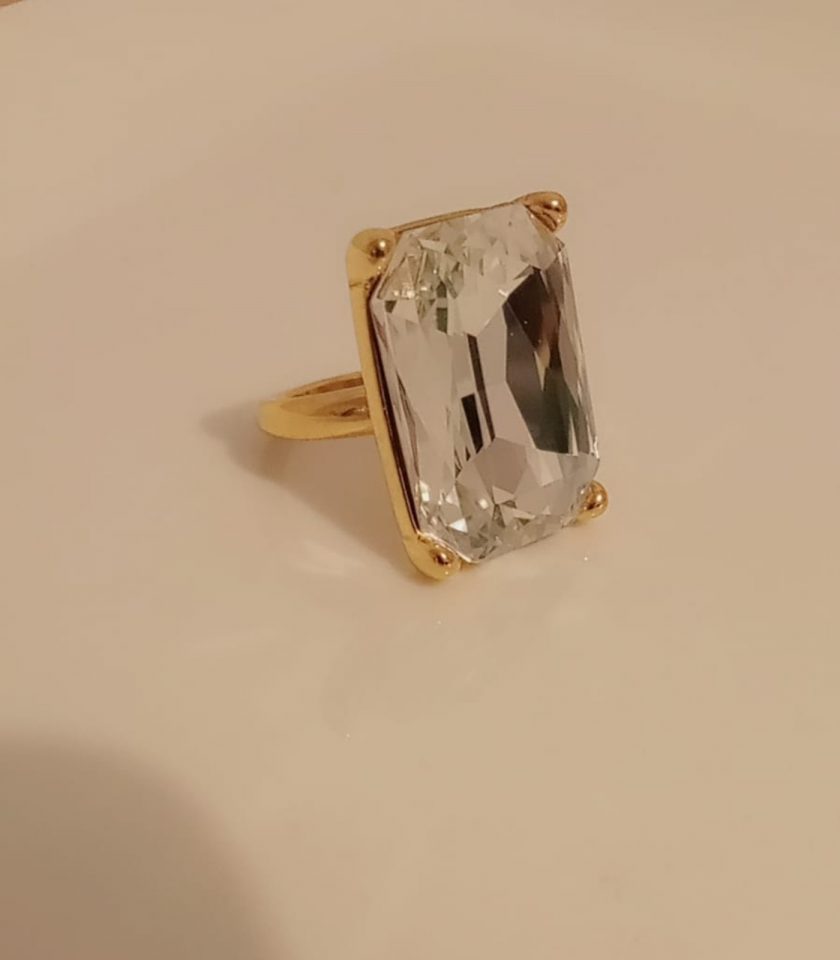 Bague avec pendentif perle en acier inoxydable