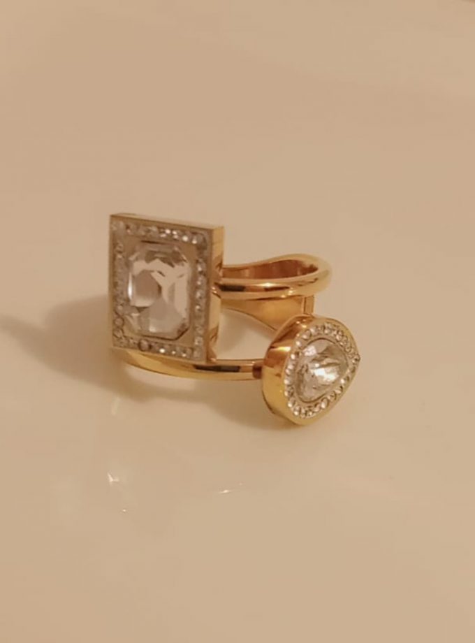 Bague avec perle en acier inoxydable