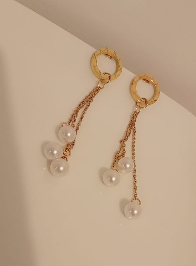 Boucles d'oreilles avec perles en acier inoxydable