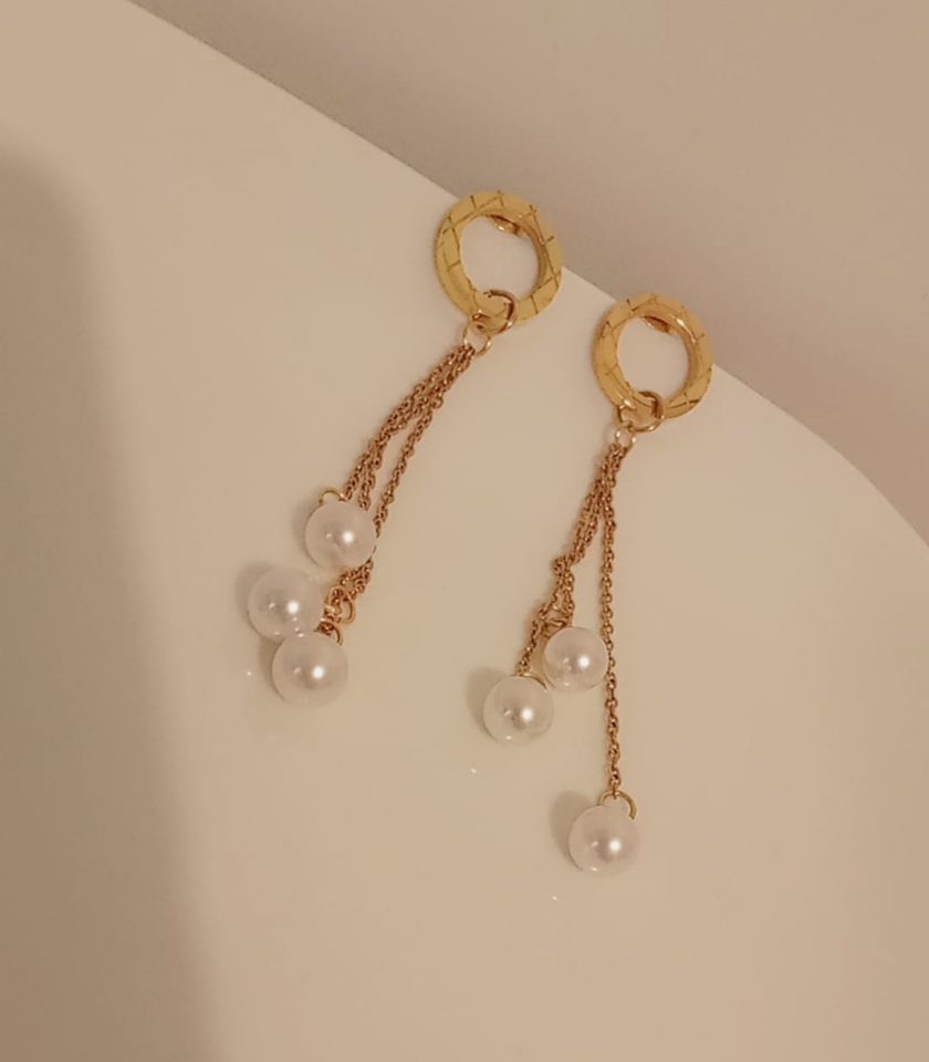 Boucles d'oreilles avec perles en acier inoxydable