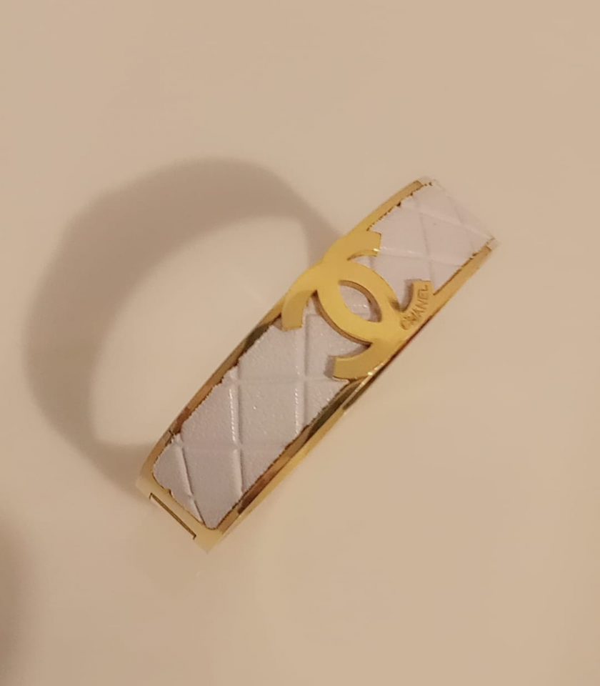 Bracelet blanc doré en acier inoxydable