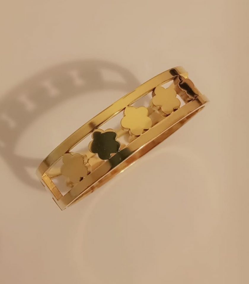 Bracelet trèfle doré en acier inoxydable