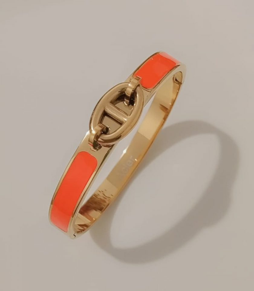 Bracelet H doré avec émail blanc – Image 3