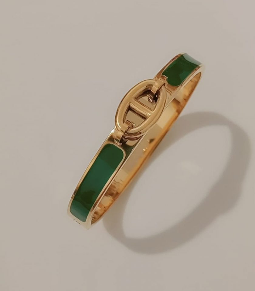Bracelet H vert en acier inoxydable