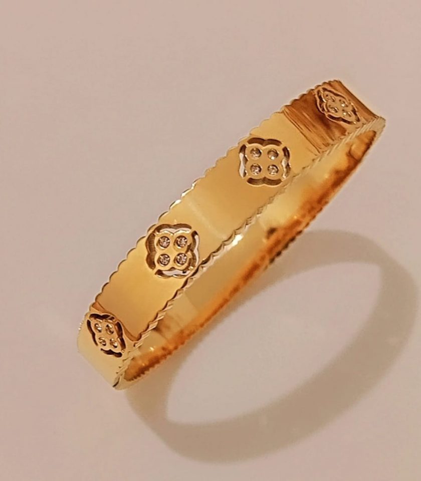 Bracelet trèfle strass en acier inoxydable