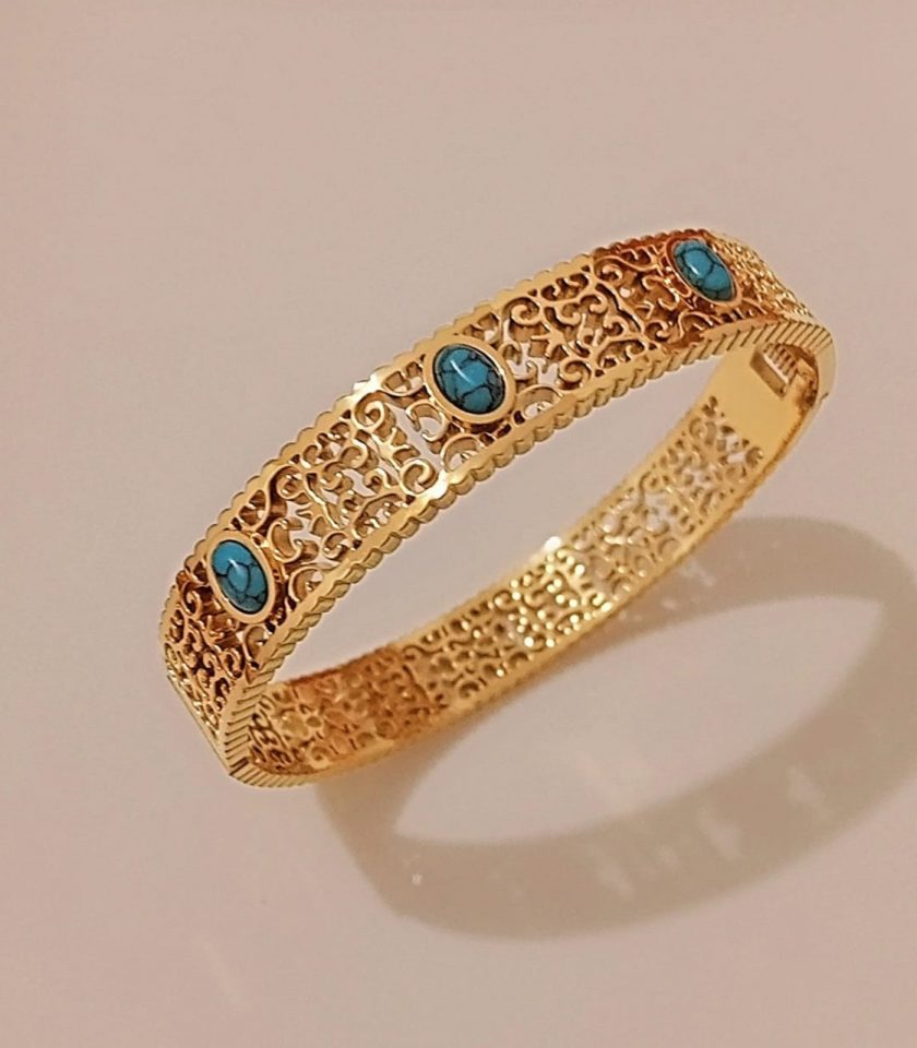 Bracelet à trois pierres bleues