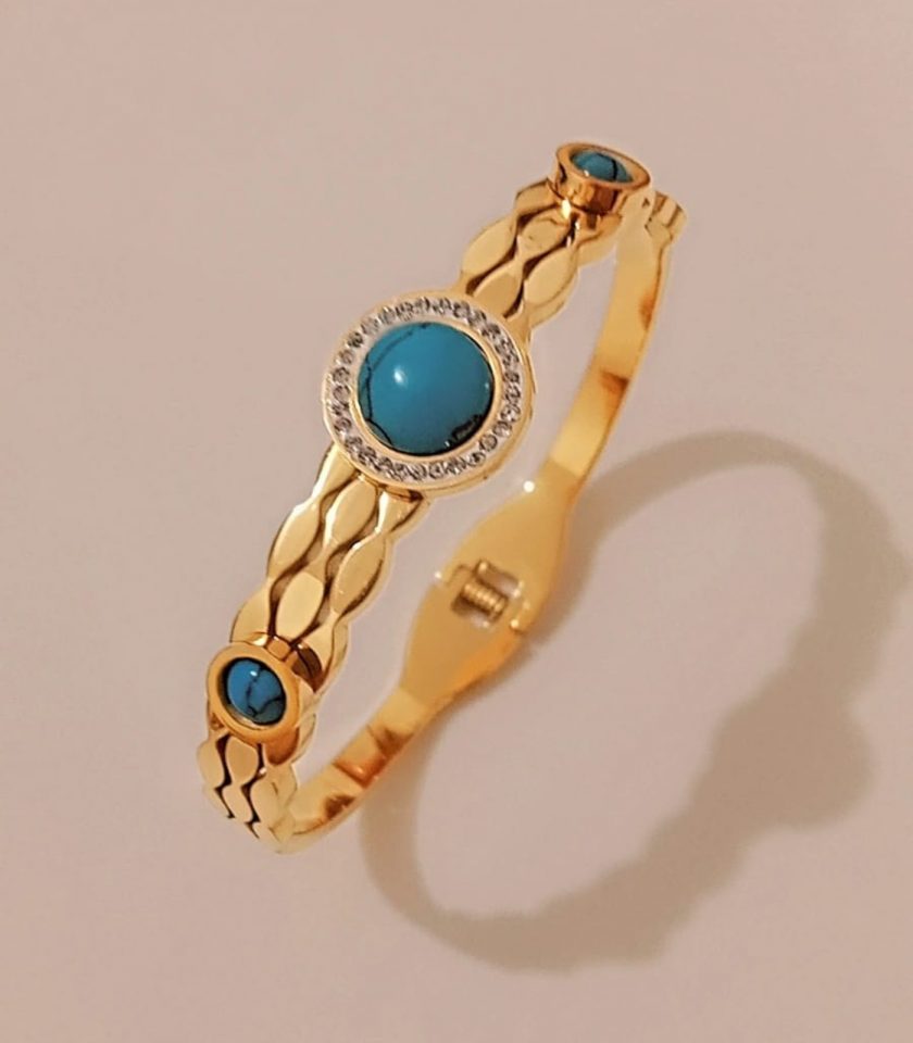 Bracelet trois pierres bleus en acier inoxydable