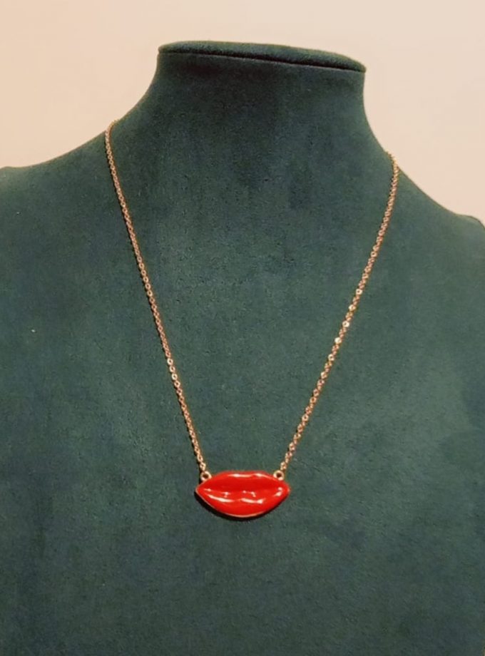 Collier bouche rouge en acier inoxydable