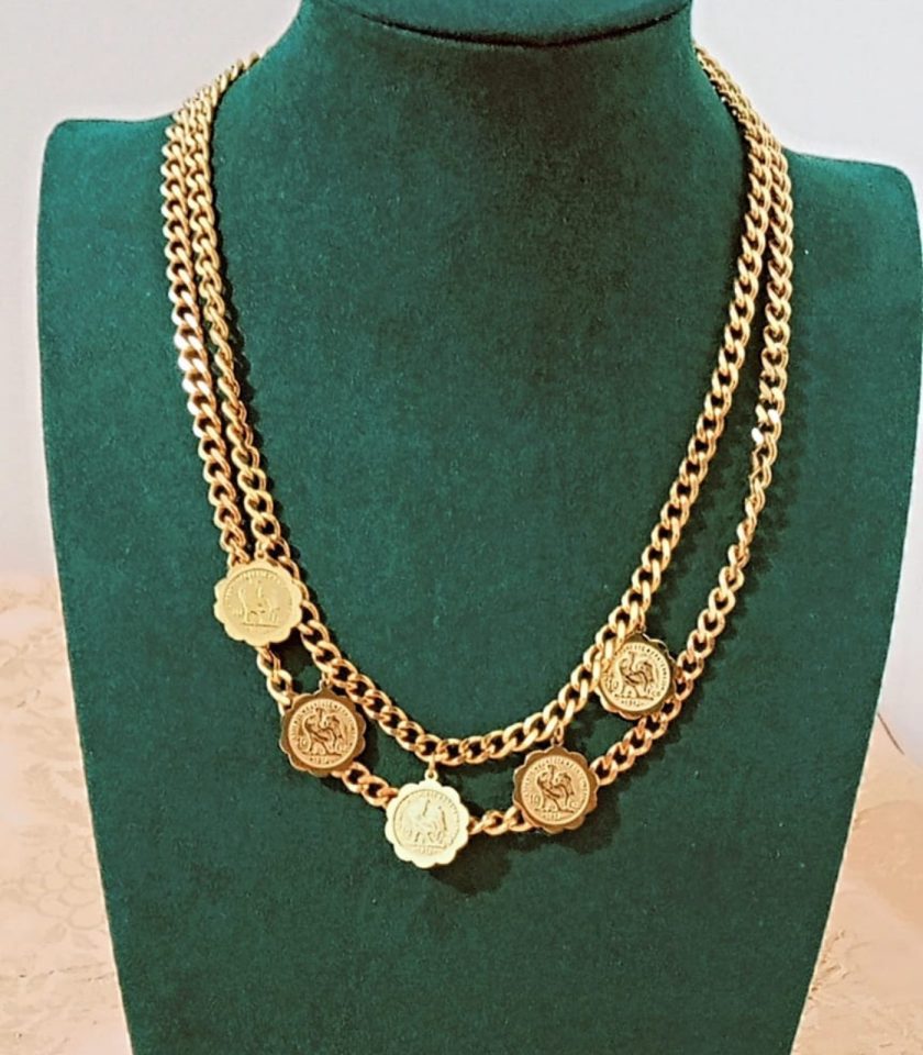 Collier coke double chaines en acier inoxydable
