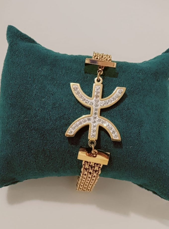 Gourmette avec pendentif Amazigh en acier inoxydable