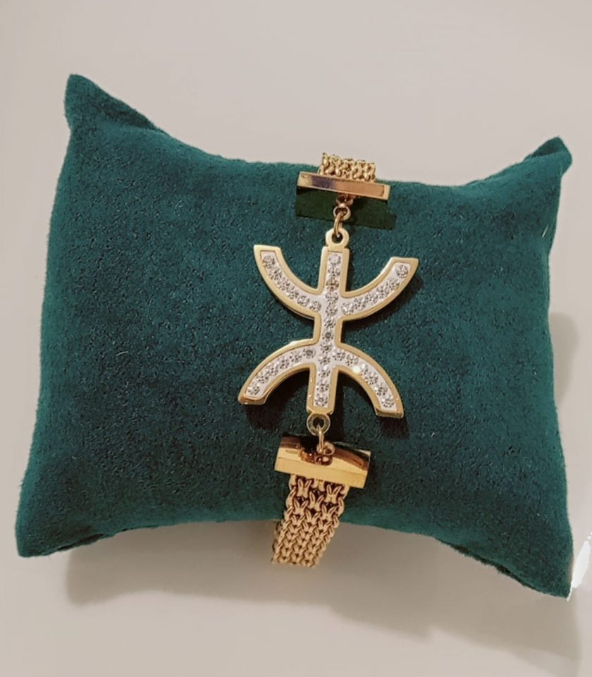 Gourmette avec pendentif Amazigh en acier inoxydable