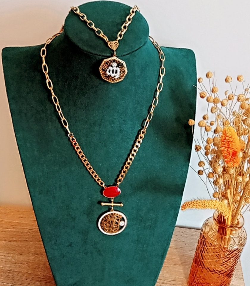 Parure avec pendentifs Allah en acier inoxydable