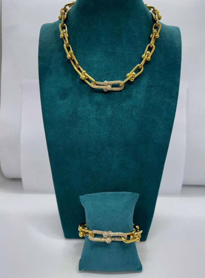 Parure Tiffany strass en acier inoxydable