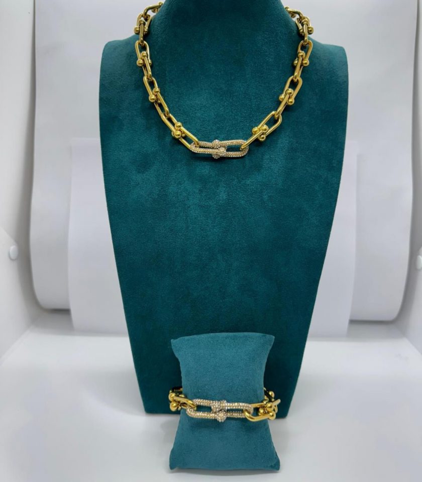 Parure Tiffany strass en acier inoxydable